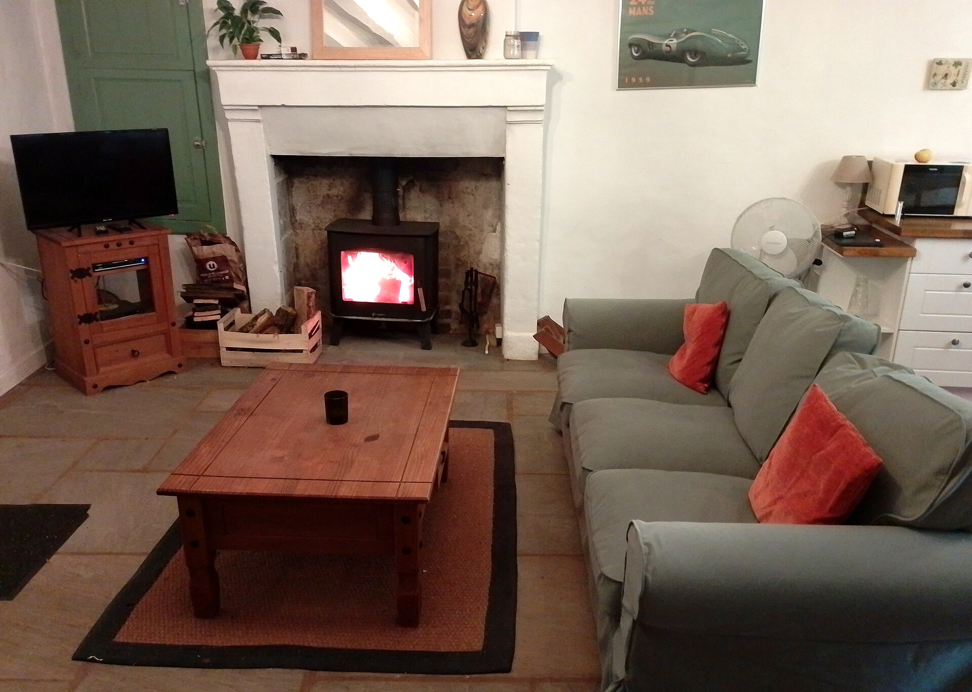 Gite lounge with wood burning stove